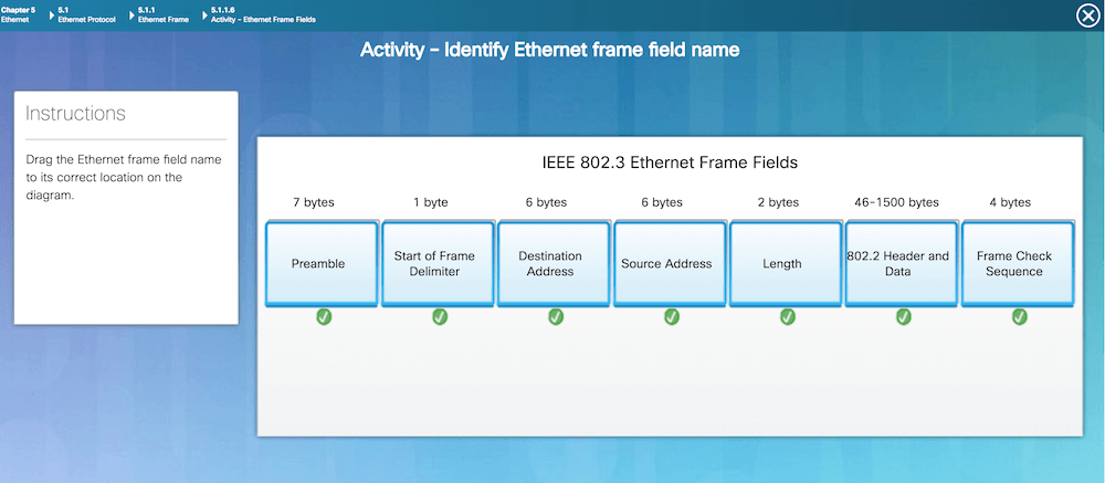 Activity - Identify Ethernet frame field name 5.1.1.6