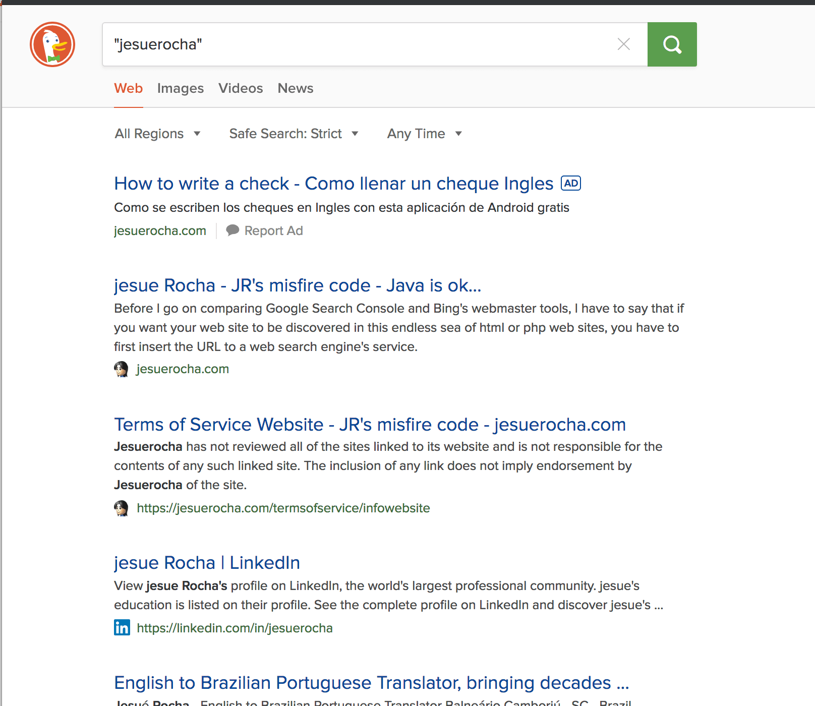 My ad in DuckDuckGo!