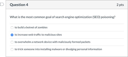 Introduction to Cybersecurity : Chapter 2 Quiz question